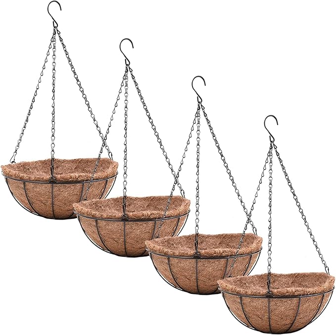 4 Pack Hanging Planter Basket Outdoor Large Hanging Flower Pots Indoor 12 inch by EIMQUVW