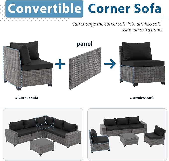 JOIVI 6 Piece Outdoor Patio Furniture Set - Image 5