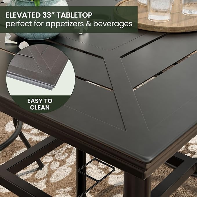 Hanover Montclair All-Weather 5-Piece Outdoor Dining Set, 4 Cushioned Swivel - Image 6