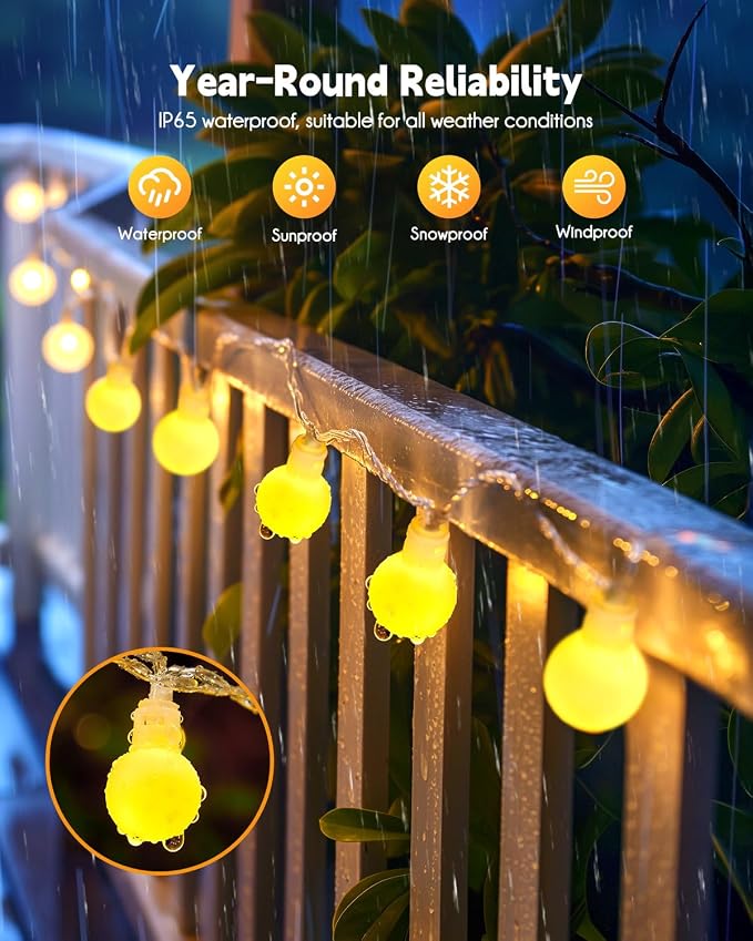 Brightown Solar String Lights Outdoor Waterproof, 19.6Ft 60 LED Globe Solar - Image 6