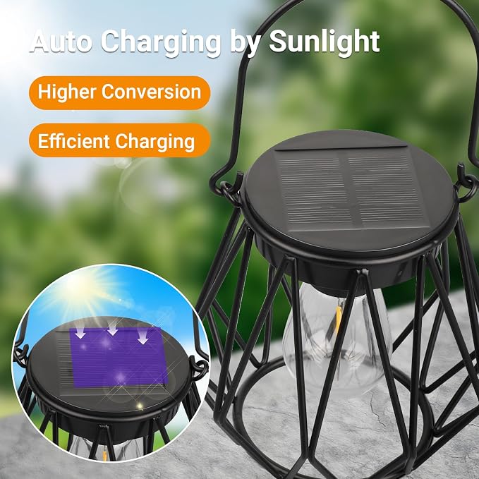 Solar Lanterns Outdoor Waterproof, Upgraded Powered Hanging Solar Lights - Image 3