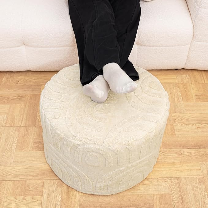 Asuprui Plush Fabric Ottoman Footrest – 20"x14" Soft Foam Pouf - Image 7