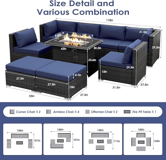 BULEXYARD 9 Pcs Highback Patio Furniture Set - Image 6
