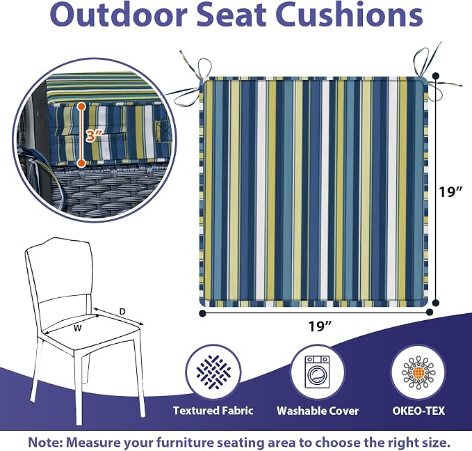 Outdoor Chair Cushions Set of 4, Waterproof Outdoor Seat Cushions - Image 6