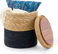 Wimarsbon Round Pouf Ottomans, Handwoven Natural Water Hyacinth Seagrass Pouffe by Wimarsbon