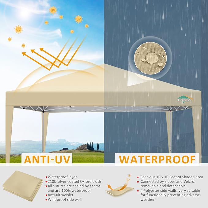 COBIZI 10x10 Pop Up Canopy Tent - Image 4