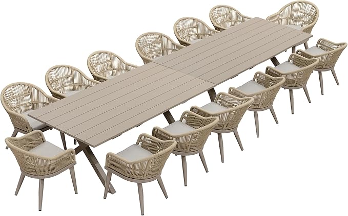 PURPLE LEAF 16 Pieces Patio Dining Set by PURPLELEAF
