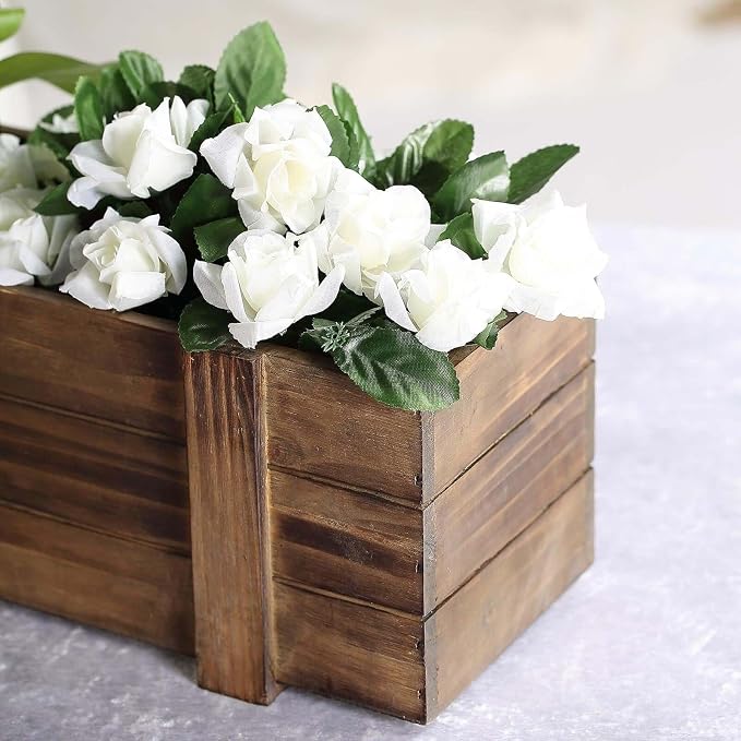 Efavormart 24"x6" Smoked Brown Rectangle Wood Planter Box - Image 2