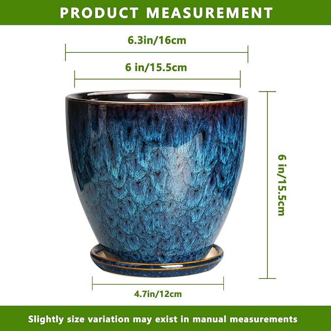 Ceramic Plant Pot, 6.3 Inch Ceramic Planter Pot - Image 4