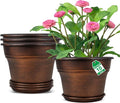 10 Inch Planters Plant Pots Indoor Outdoor, 4 Pack Plastic Flower Pot by Fodetyff