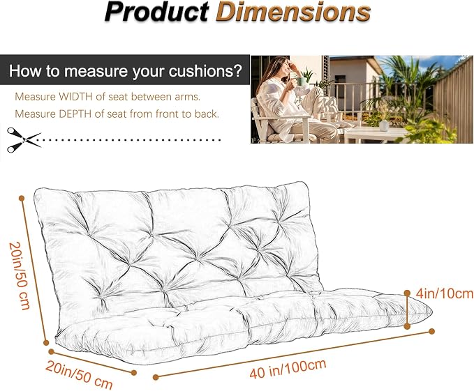 2-3 Seat Swing Replacement Cushion, Outdoor Bench Cushions - Image 6