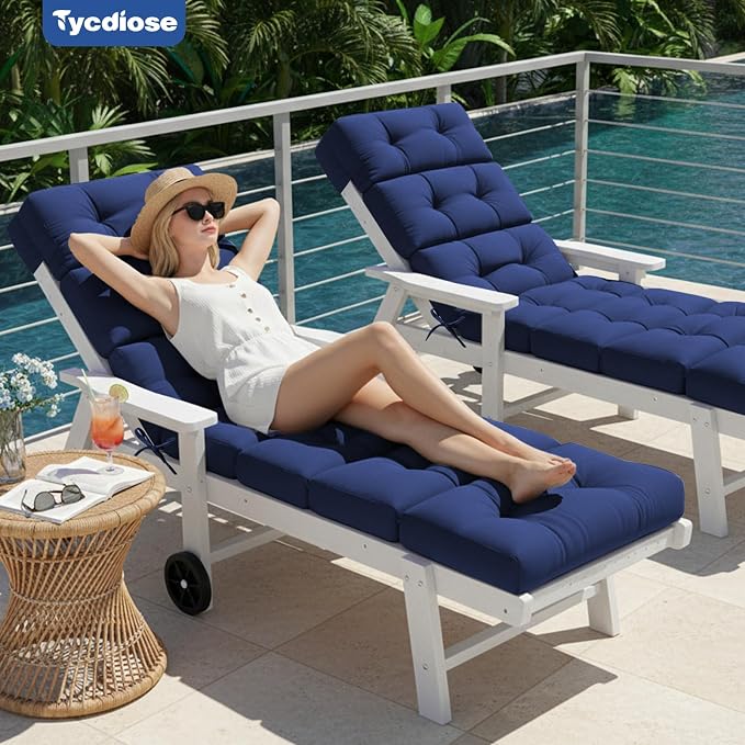 All Weather Chaise Lounge Cushions Outdoor 74.4 x 22 x 4 Inches Lounge Chair - Image 4