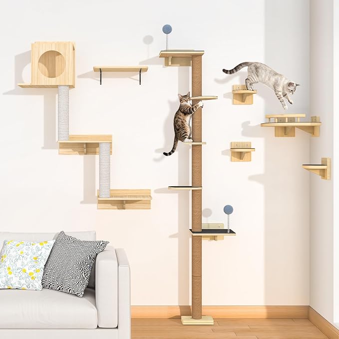 Tall Cat Tree Wall Mounted for Large Cats, 82 inch Scratching Post - Image 6