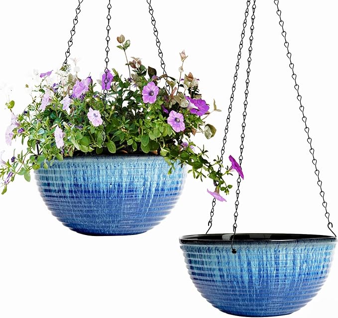 2 Pack Hanging Planters for Indoor Outdoor Plants, 10 Inch Hanging Planter by Vanslogreen