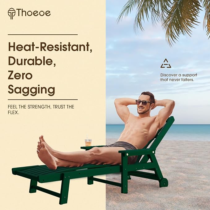 Patio Chaise Lounge Chair Set of 4, Oversized Lounge Chair Outdoor - Image 4