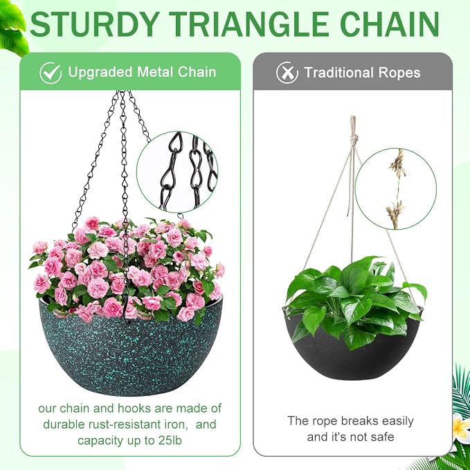10 inch Hanging Planters for Indoor Plants, 2 Pack Planters for Outdoor Plants - Image 2