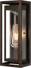 15" Large Outdoor Light Fixture Wall Mount, Distressed Brown Outdoor Sconce by Slypadan