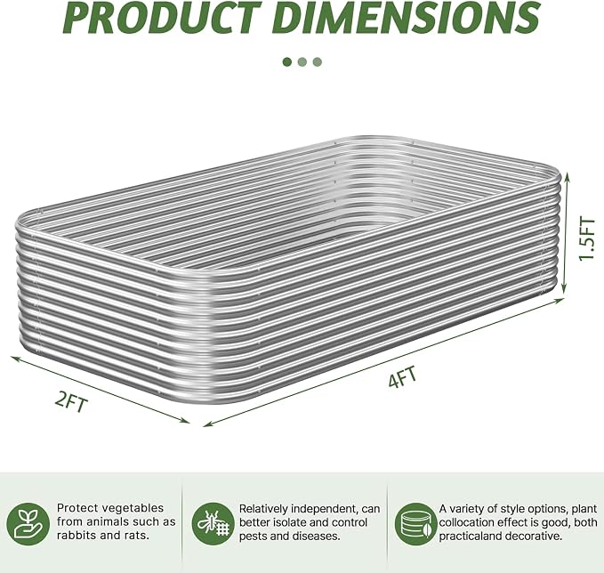 3 Pack Tall 4x2FT Corrugated Galvanized Steel Raised Garden Bed Outdoor - Image 4