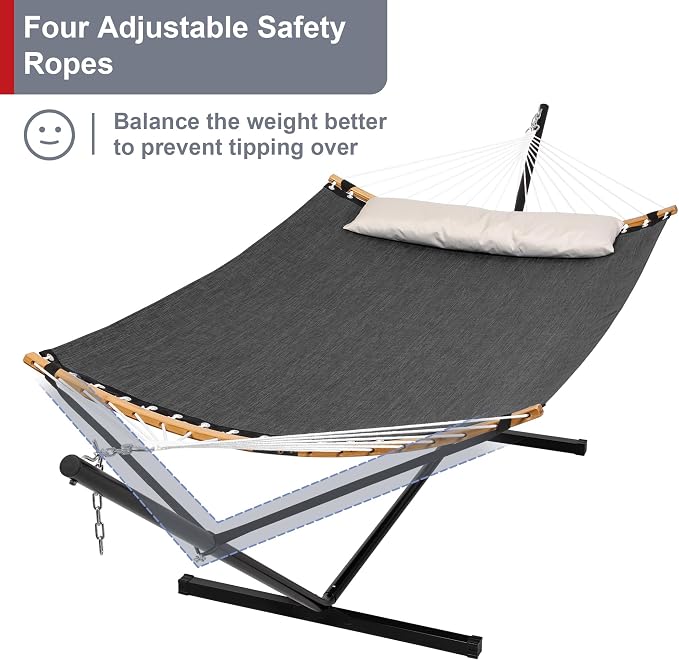 Double Hammock with Stand, Quick Dry Hammock with 12FT Stand - Image 3