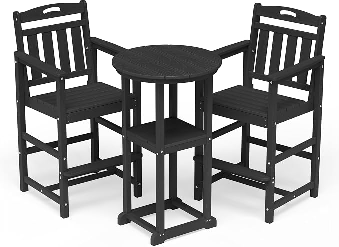 Outdoor Bistro Bar Set, Patio High Top Table and Bar Height Tall Adirondack - Image 9