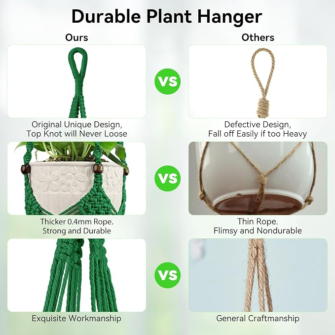 USLAI Macrame Plant Hanger Indoor Outdoor, Fits 3 to 6.5 inch Pots, Hanging - Image 2