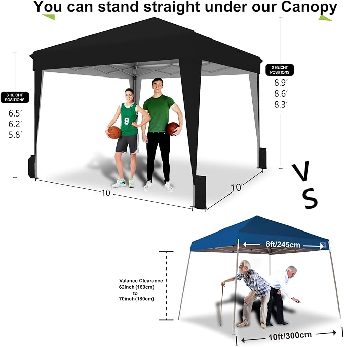 SANWAY 10x10 Pop up Canopy Tent, One-Button, Outdoor Instant Canopy Protable - Image 3