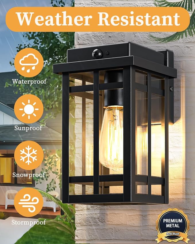 Motion Sensor Outdoor Wall Light Fixtures 2 Packs, 9.76''Waterproof Dusk to - Image 7