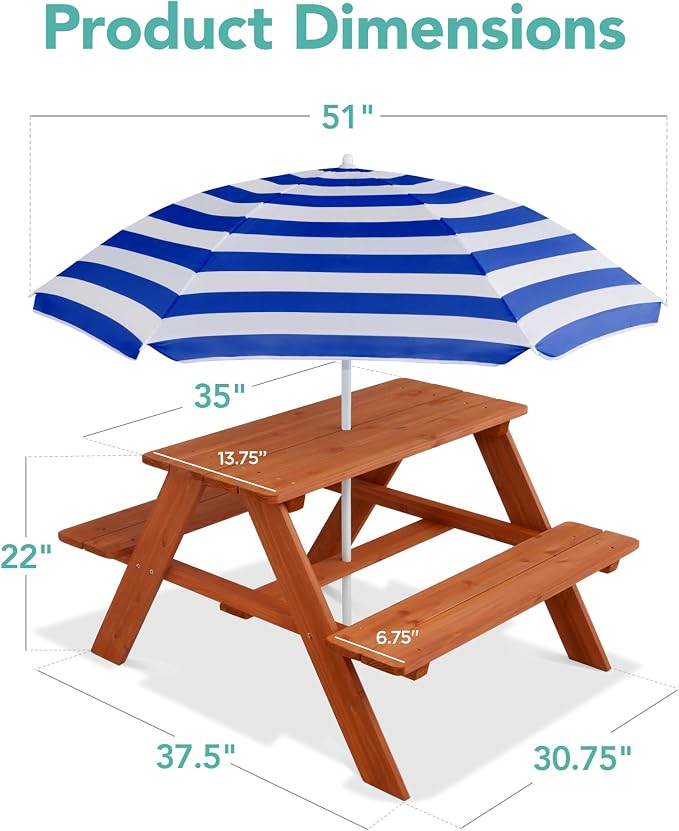 Best Choice Products Wooden Kids Picnic Table - Image 3