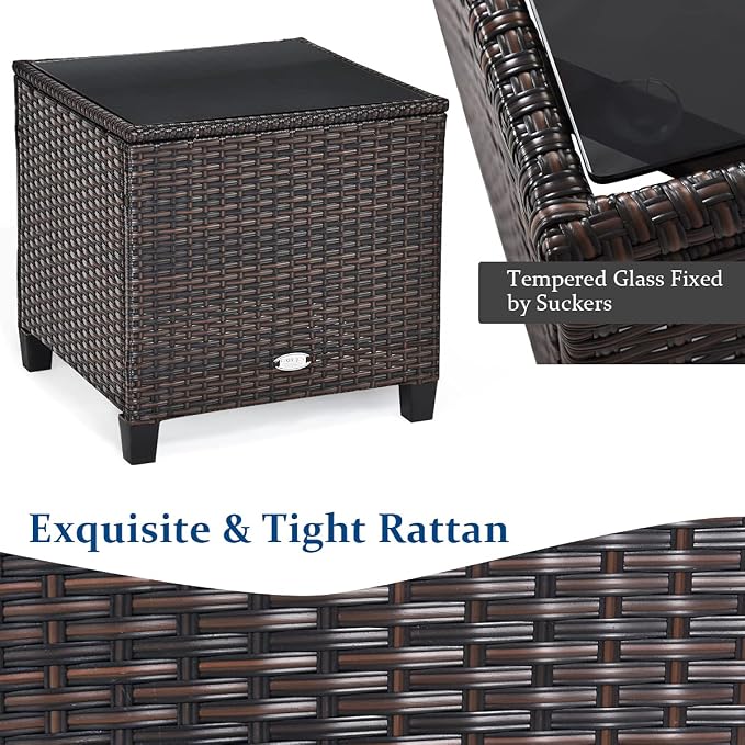 Tangkula 3 Pieces Patio Furniture Set, PE Rattan Wicker 3 Pcs Outdoor Sofa Set - Image 5