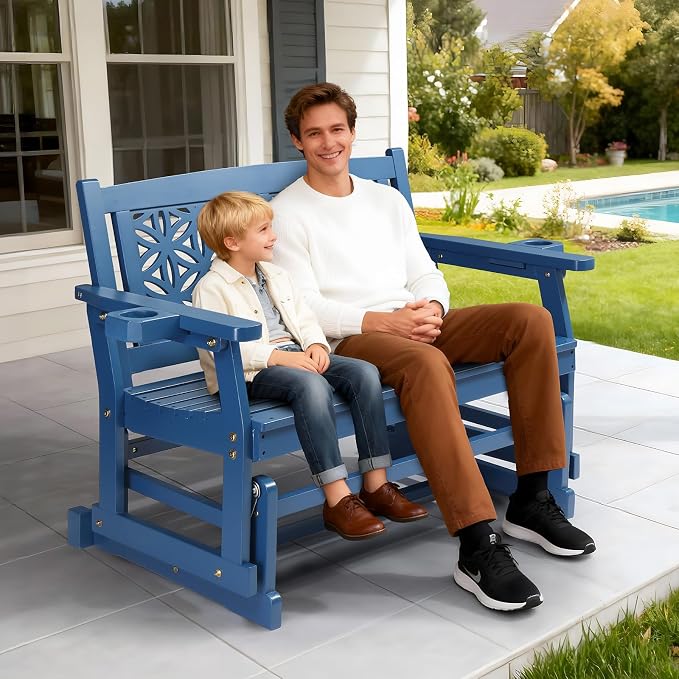 VINGLI Fir Wood Outdoor Glider - Image 7