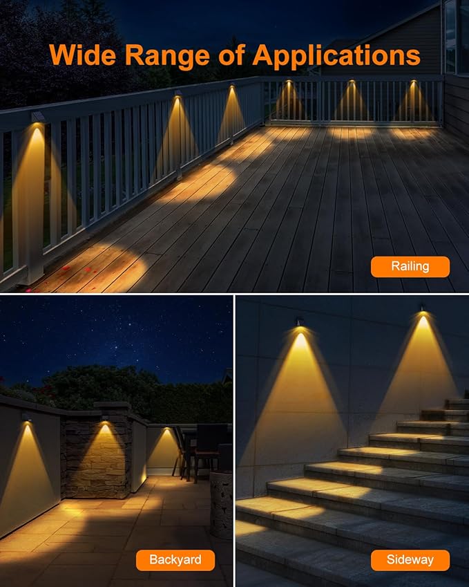 16 Pack Decoration Solar Powered Fence Lamps Outdoor Waterproof - Image 8