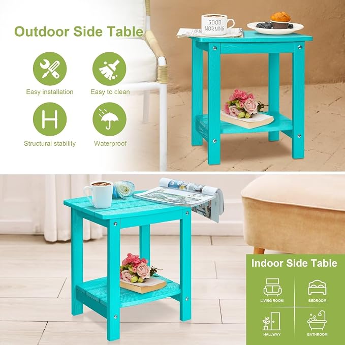 Y&M Outdoor Side Table, HIPS Adirondack Small Double Layer Table, Waterproof - Image 9