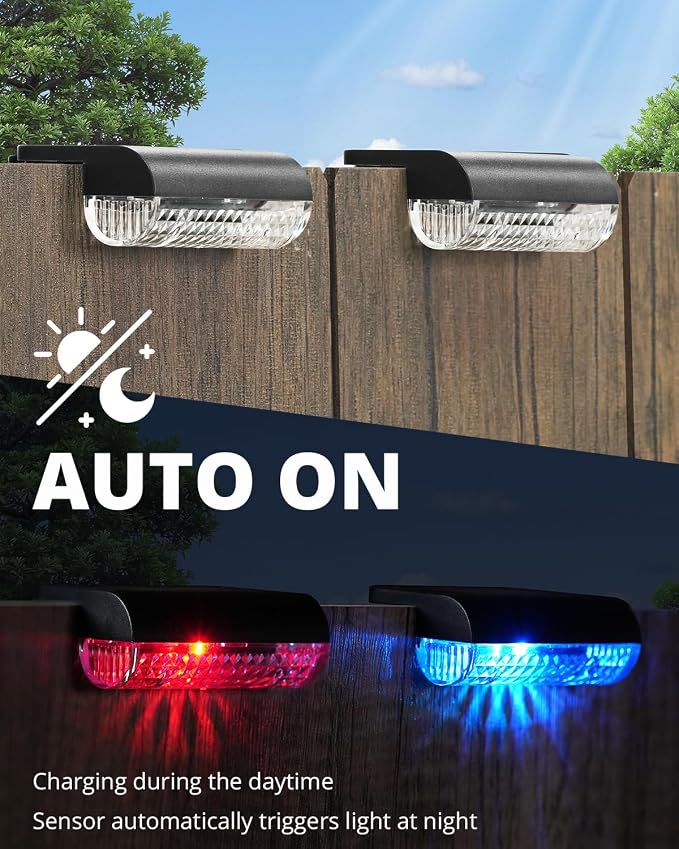 12 Pack Solar Deck Lights Outdoor RGB Led Solar Fence Lights Step Waterproof - Image 6