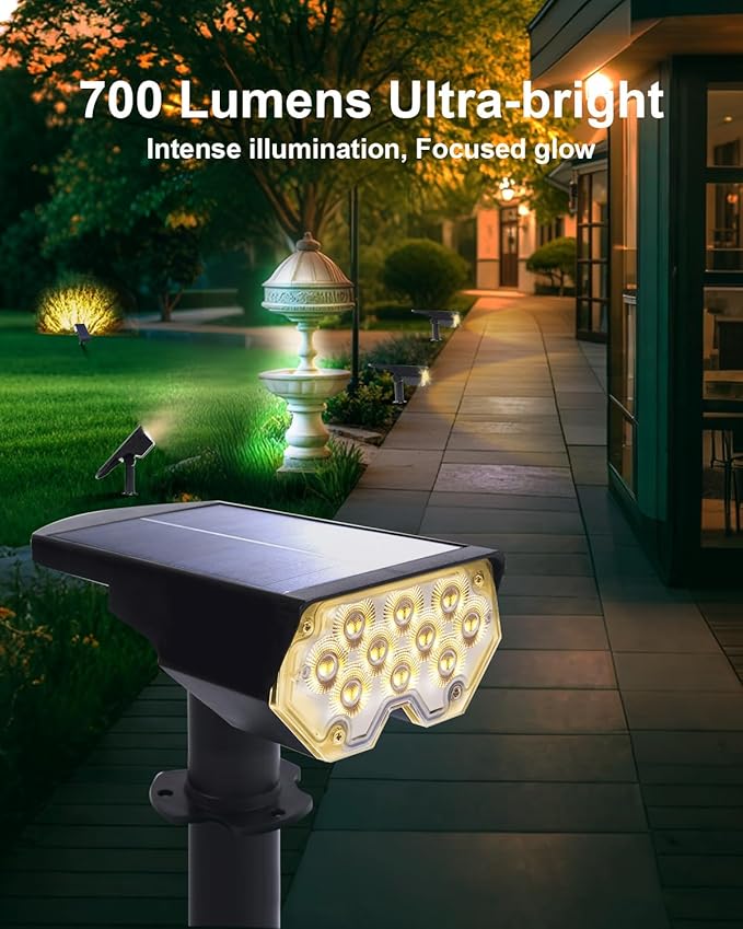 4 Pack Solar Powered Outdoor Spot Lights Outside Waterproof 20 LEDs Landscape - Image 2