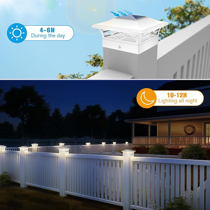 Solar Fence Post Lights 4pack, Cap Lights - Image 2