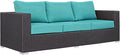 Modway Convene Wicker Rattan Outdoor Patio Sofa in Espresso Turquoise by Modway