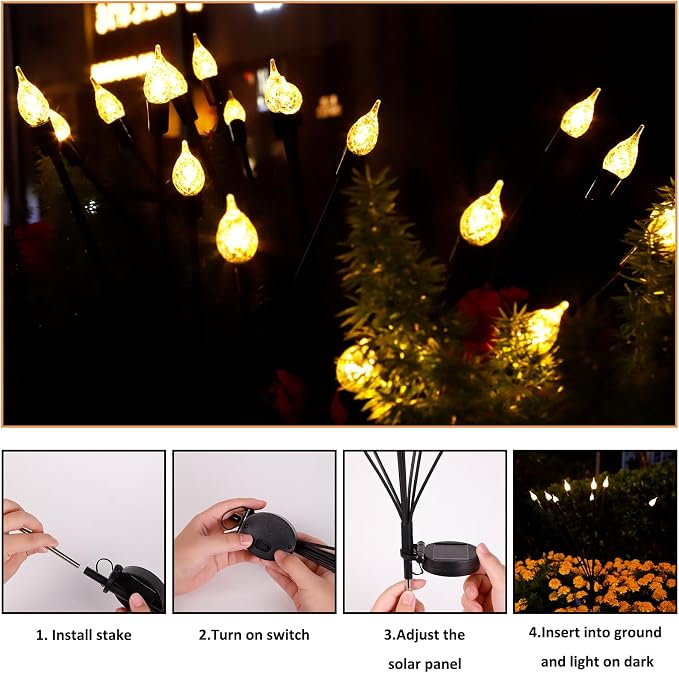 2 Pack Each 8 LEDs Solar Garden Lights Waterproof Outdoor Landscape Path - Image 5