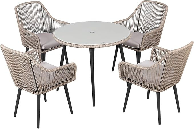 Patiorama 5-Piece Patio Dining Set, Outdoor Dining Table Chair Set, All-Weather - Image 8