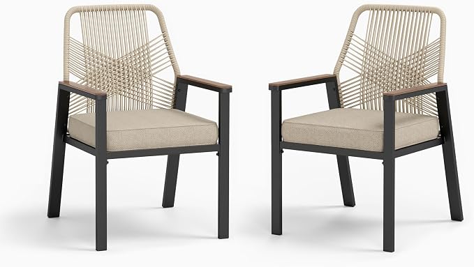 Patio Wicker Chair Sets of 2, Outdoor Dining Chairs - Image 9
