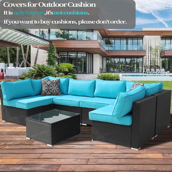 14Pcs Outdoor Cushion Covers Replacement Washable w/Zipper - Image 5