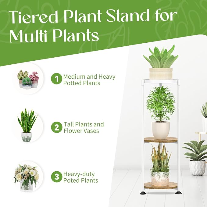 iDavosic.ly 3 Tier Corner Plant Stand Indoor, 34 Inch Tall Vertical Metal - Image 4