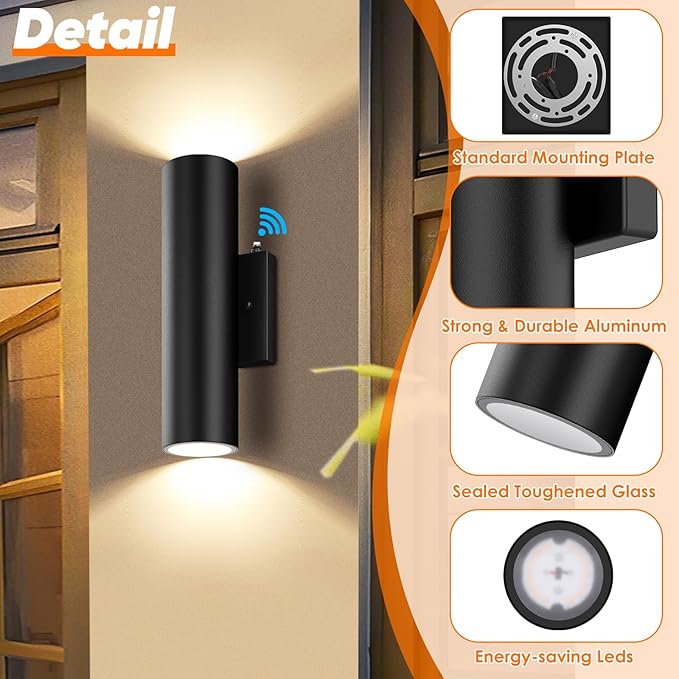 2-Pack Dusk to Dawn LED Outdoor Lighting, 12W Modern Outdoor Wall Light Fixtures - Image 4