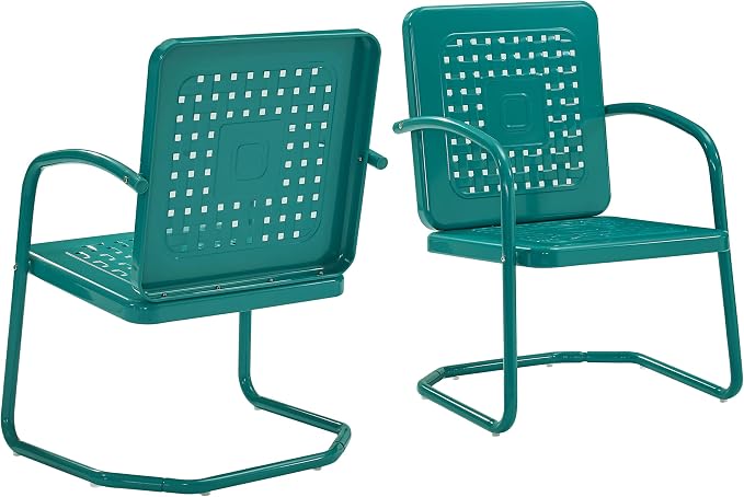 Crosley Furniture Bates 2-Piece Outdoor Chair Set, Retro Metal Patio Chairs - Image 12