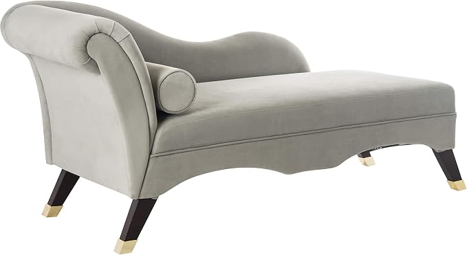 Safavieh Home Collection Caiden Grey Velvet Chaise - Image 4