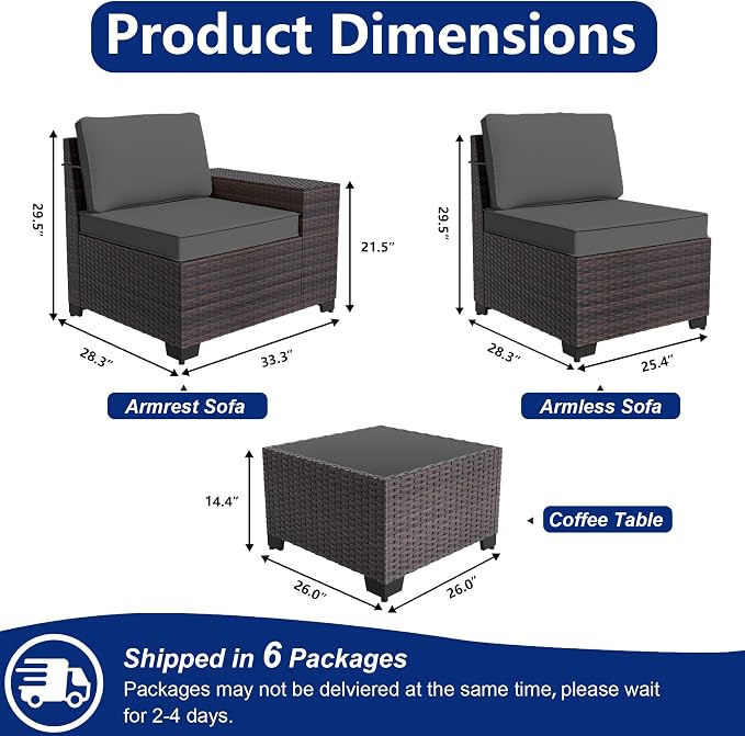 Outdoor Patio Furniture Set, 12 Pieces Outdoor Sectional Furniture High - Image 2