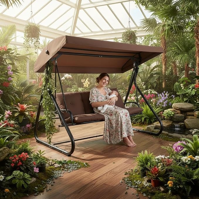 3-Seat Outdoor Convertible Swing Glider - Image 8
