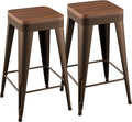 Bar Stools Set of 2 Metal Bar Stool Counter Height Bar Stools Rusty, Modern 26" by POINTANT
