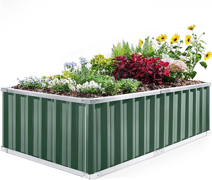 KING BIRD Raised Garden Bed 68" x 36" x 18" Heightened Galvanized Steel Metal by KINGBIRD