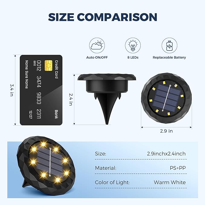 SOLPEX Mini Solar Ground Lights, 20 Pack Solar Lights Outdoor Waterproof - Image 3