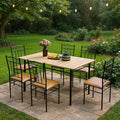 Homy Casa Outdoor Patio Dining Set, 7-Piece Table & Chairs, Wood Grain Top & by HomyCasa